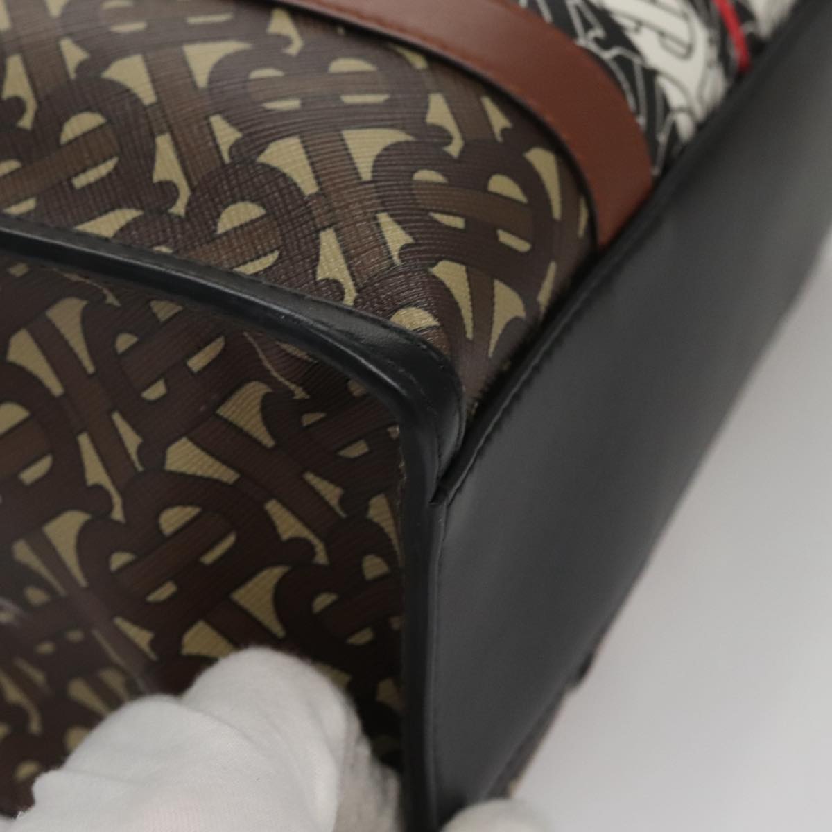 Burberry Stripe Brown Canvas Tote Bag (Pre-Owned)