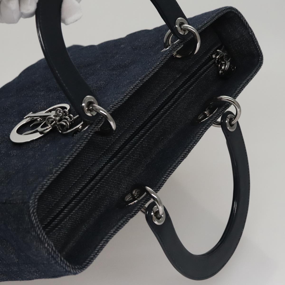 Dior Lady Dior Navy Denim - Jeans Handbag (Pre-Owned)