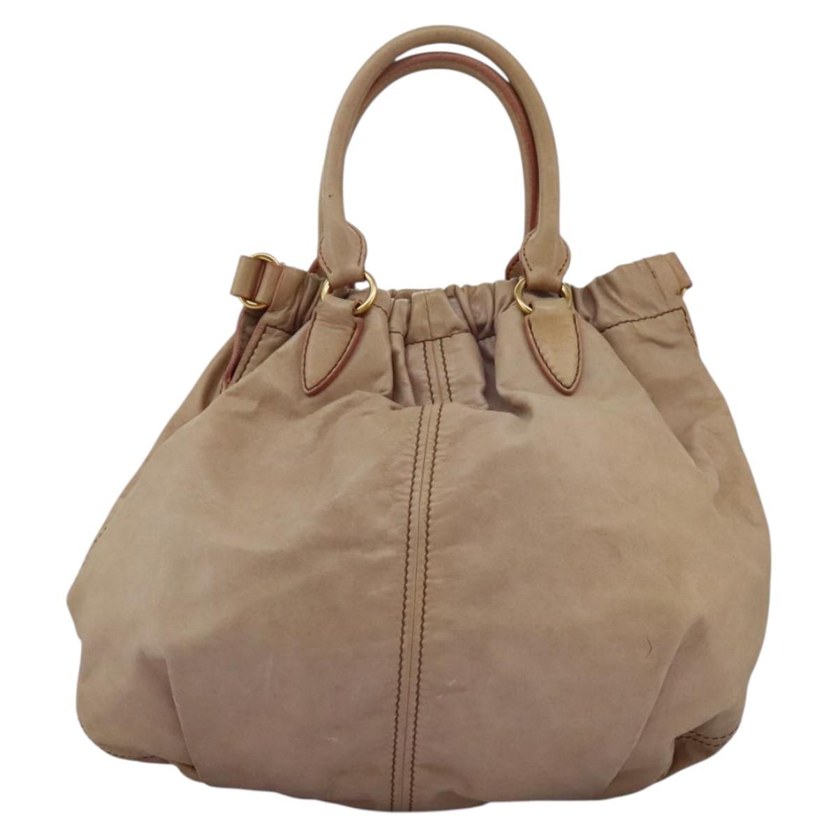 Miu Miu Vitello Beige Leather Handbag (Pre-Owned)