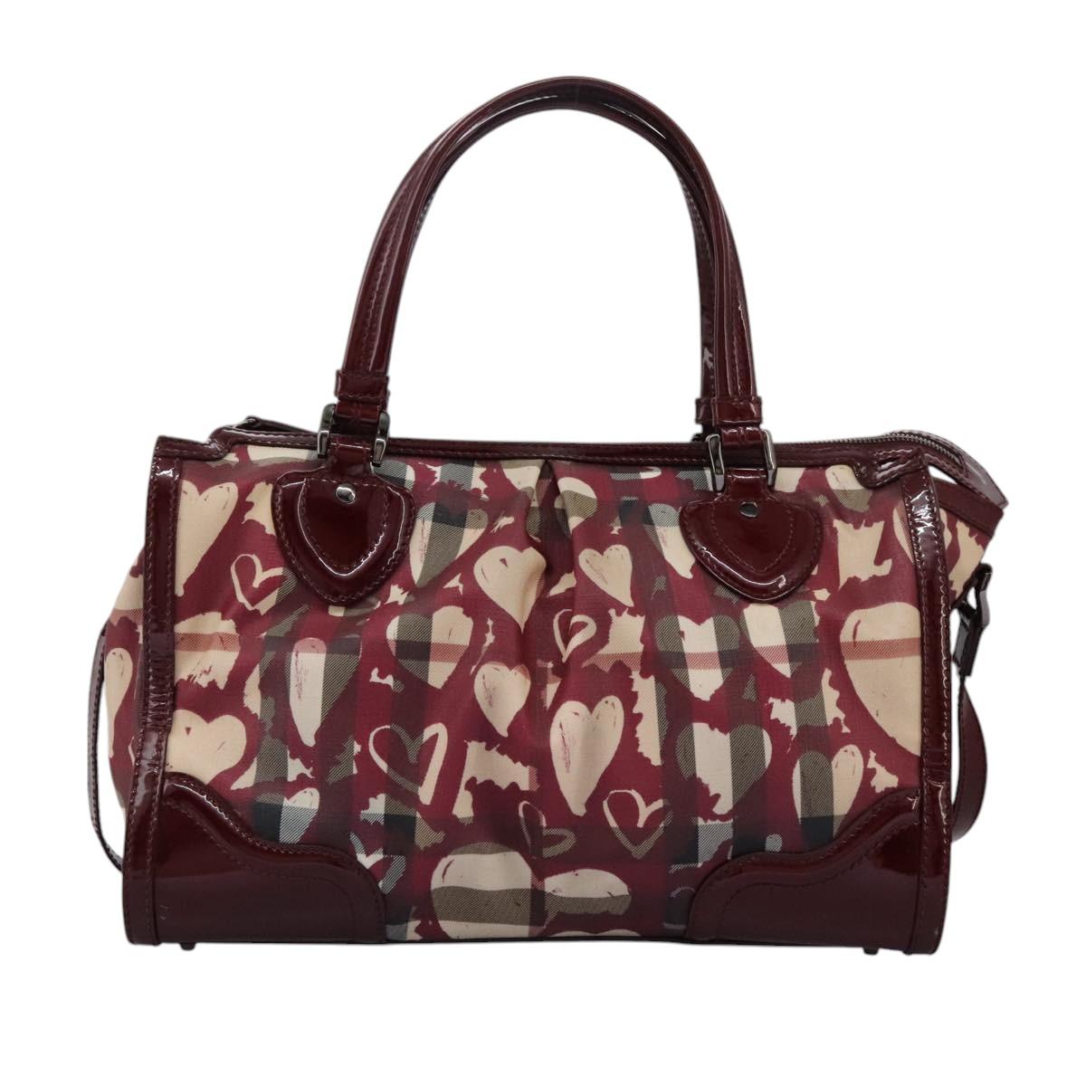 Burberry Heart Burgundy Canvas Travel Bag (Pre-Owned)