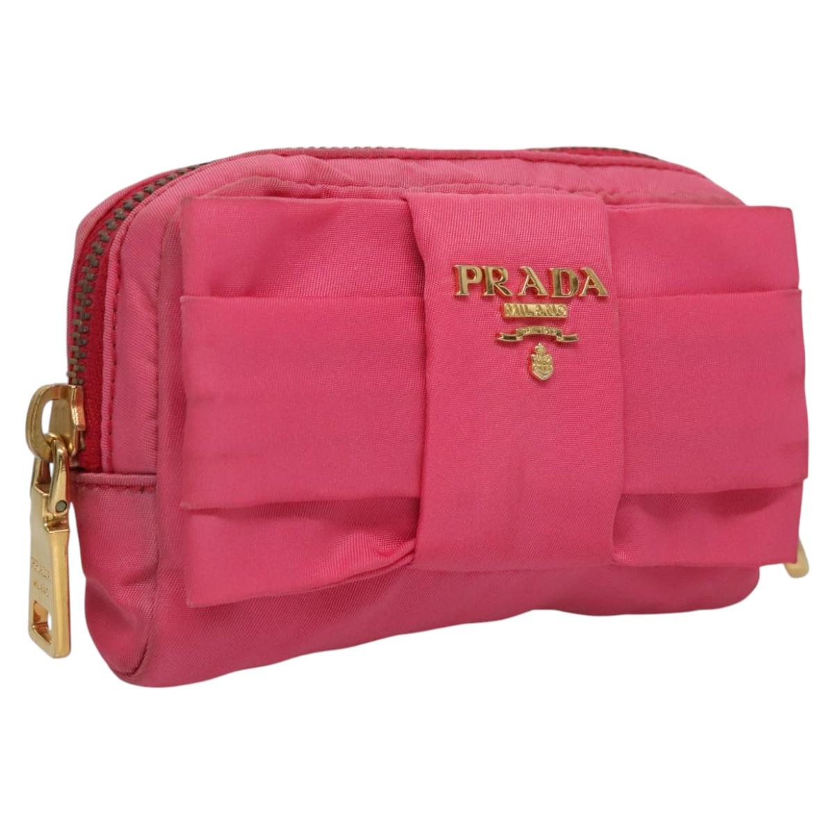 Prada Ribbon Pink Synthetic Clutch Bag (Pre-Owned)