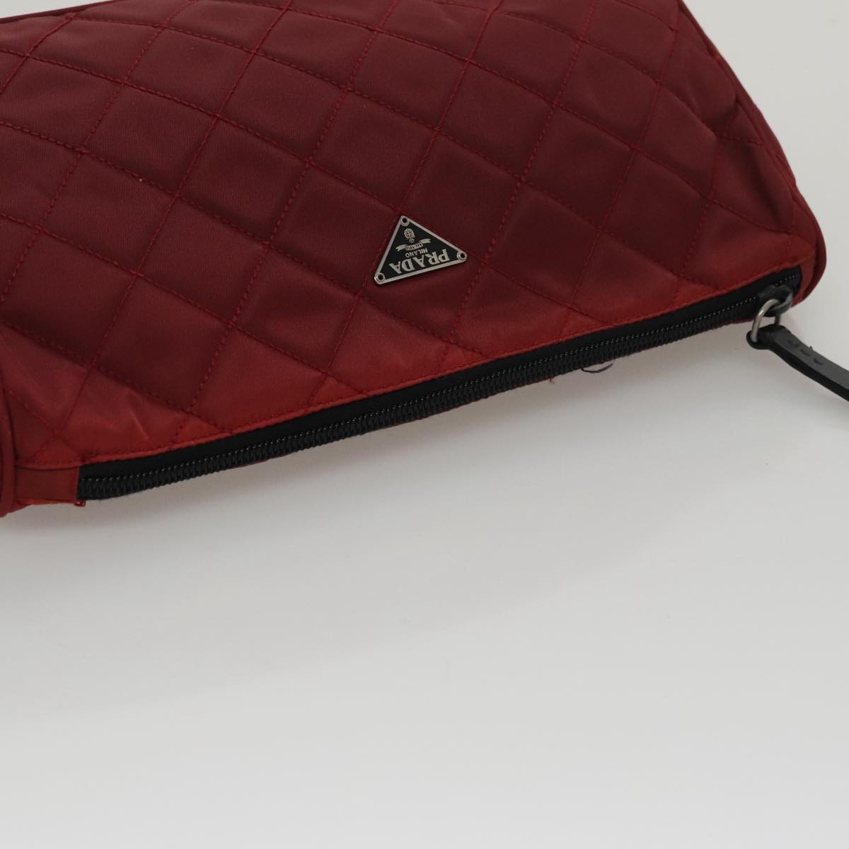 Prada Matelassé Burgundy Synthetic Clutch Bag (Pre-Owned)