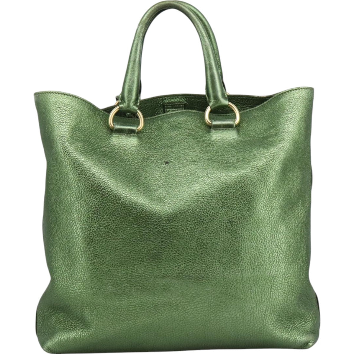 Prada Saffiano Green Leather Tote Bag (Pre-Owned)