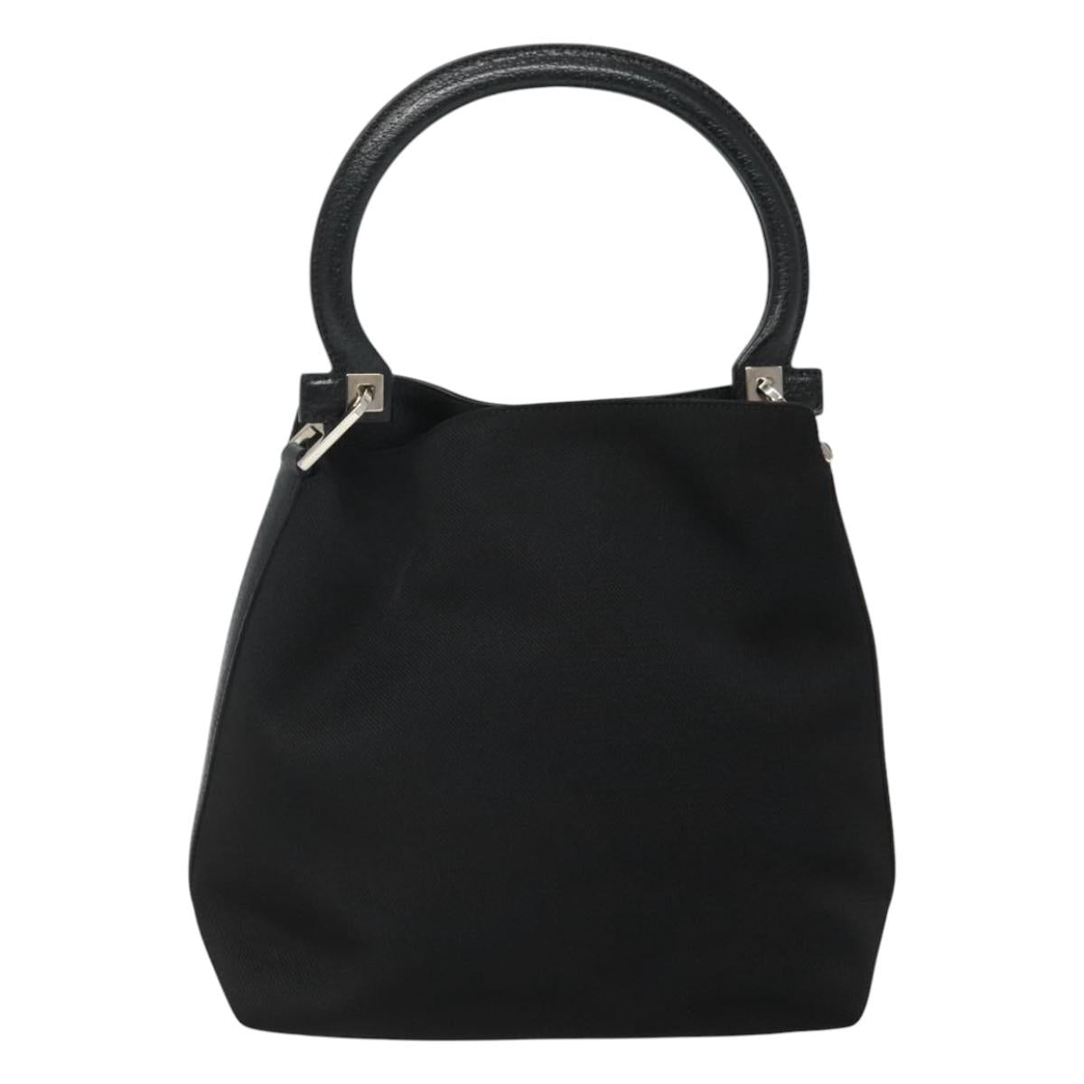 Salvatore Ferragamo Gancini Black Canvas Handbag (Pre-Owned)