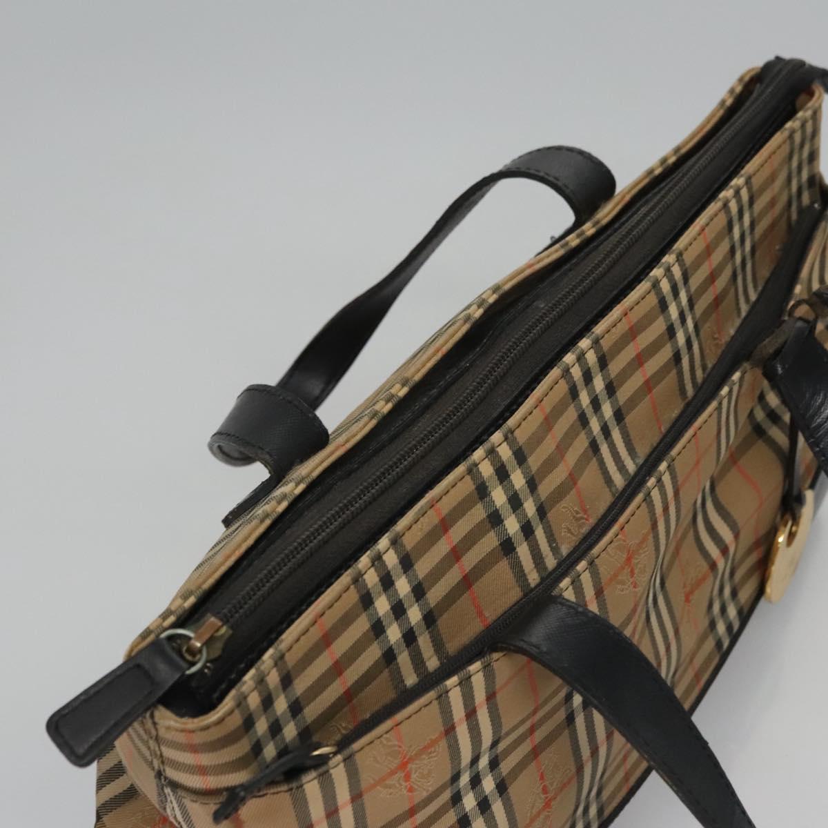 Burberry Nova Check Beige Canvas Handbag (Pre-Owned)