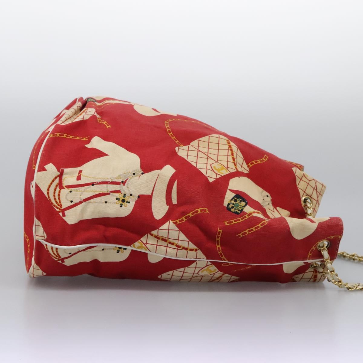 Chanel Coco Mark Red Canvas Shoulder Bag (Pre-Owned)