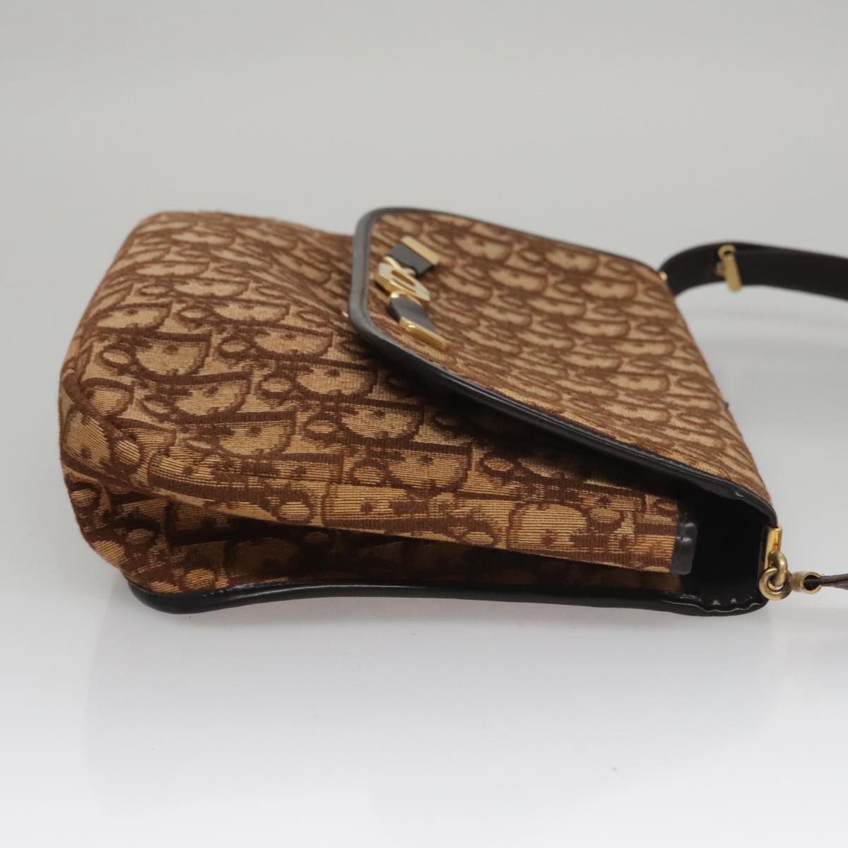 Dior Trotter Brown Canvas Shoulder Bag (Pre-Owned)