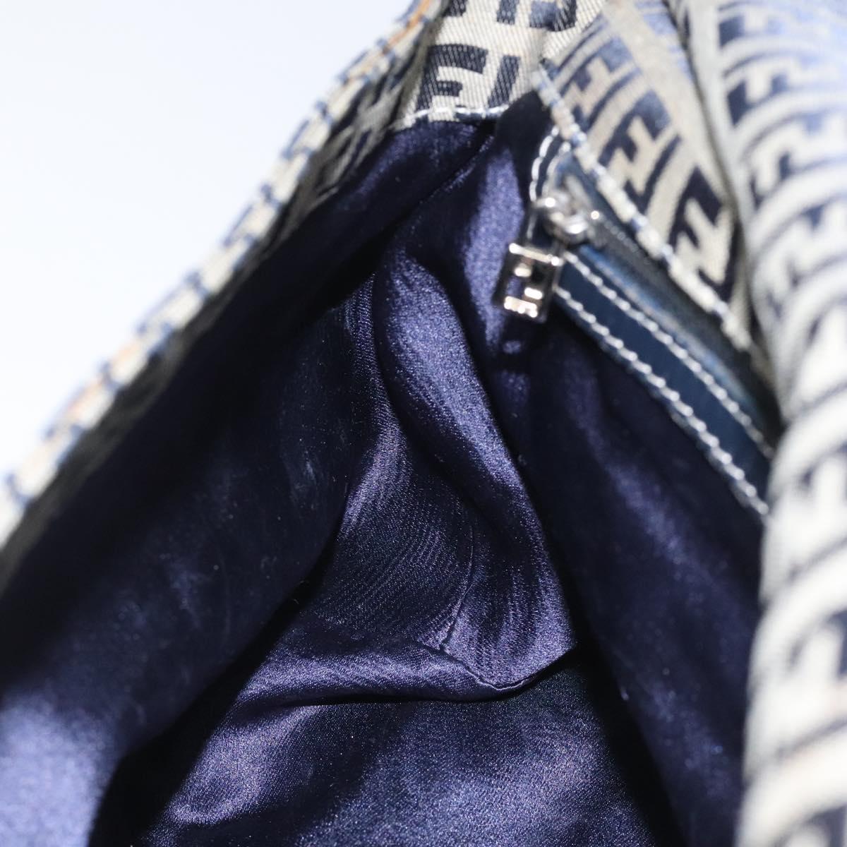 Fendi Zucchino Navy Canvas Shoulder Bag (Pre-Owned)