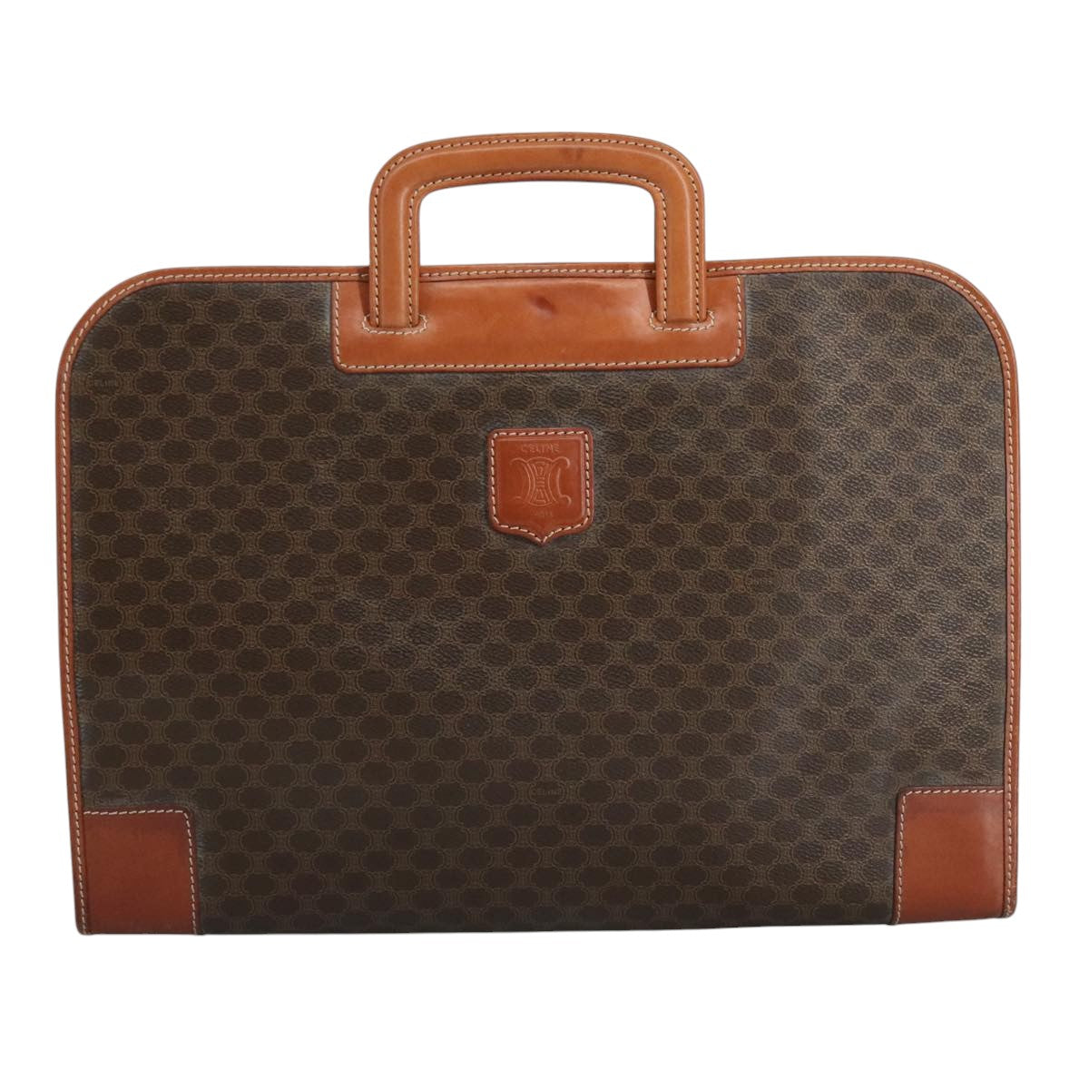 Céline Macadam Brown Canvas Briefcase Bag (Pre-Owned)