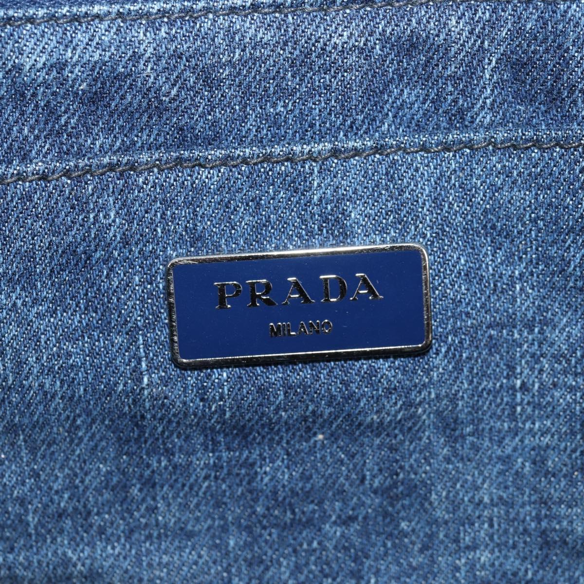 Prada Canapa Blue Canvas Tote Bag (Pre-Owned)