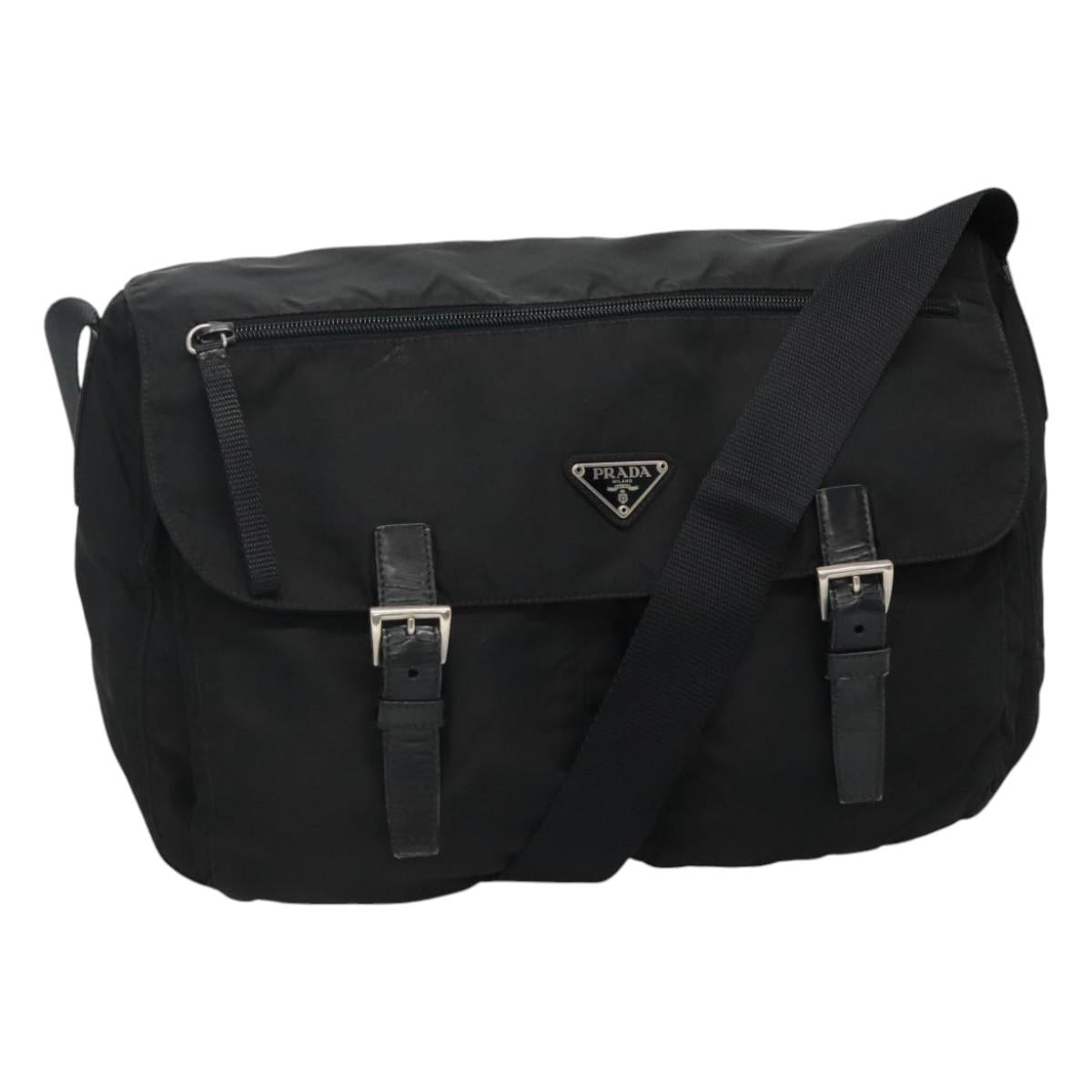 Prada Vela Black Synthetic Shoulder Bag (Pre-Owned)