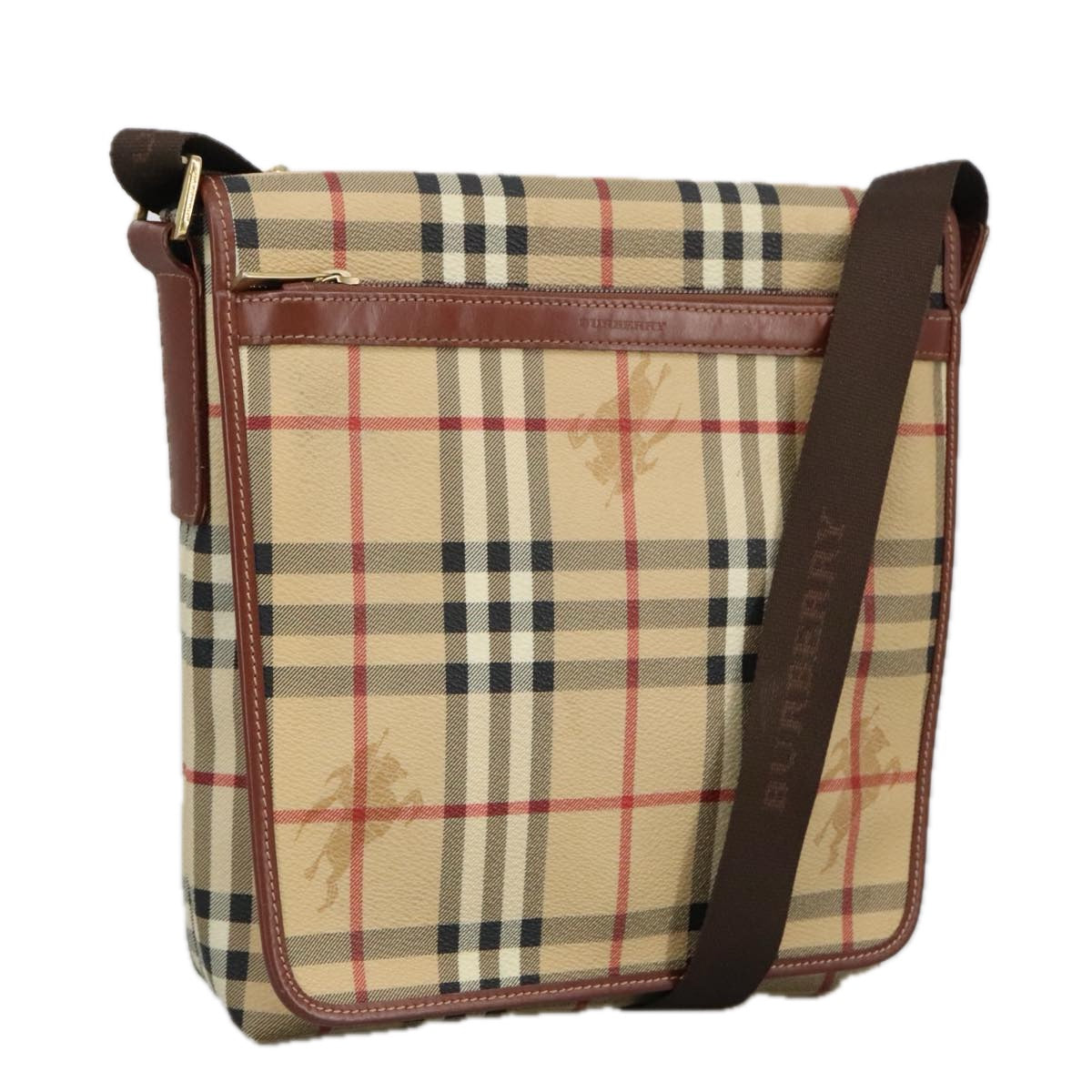 Burberry Nova Check Beige Canvas Shoulder Bag (Pre-Owned)