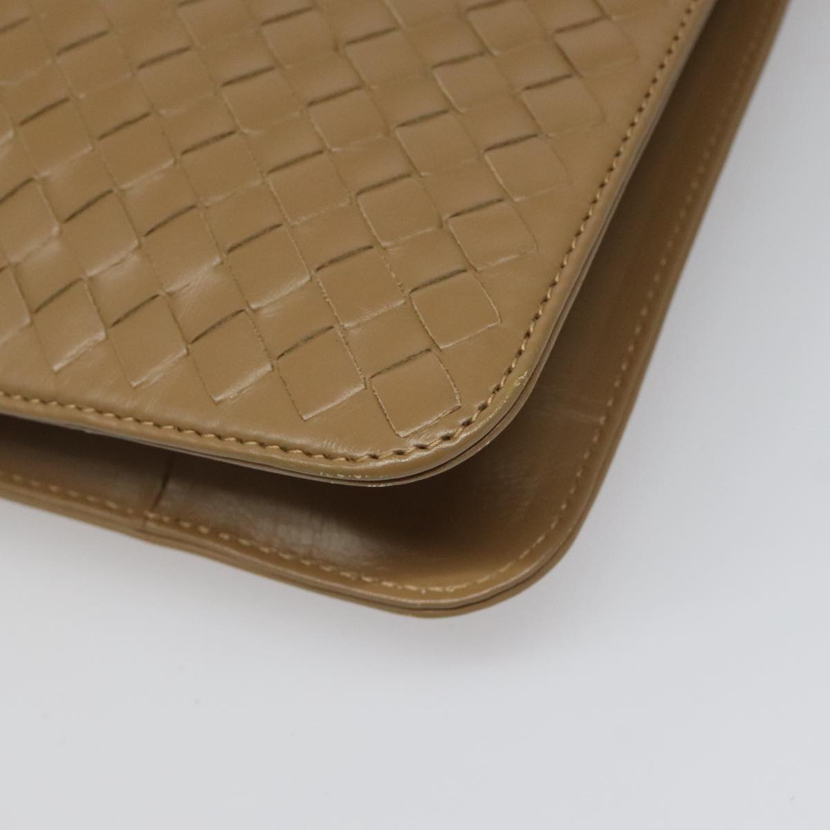 Bottega Veneta Intrecciato Beige Leather Briefcase Bag (Pre-Owned)