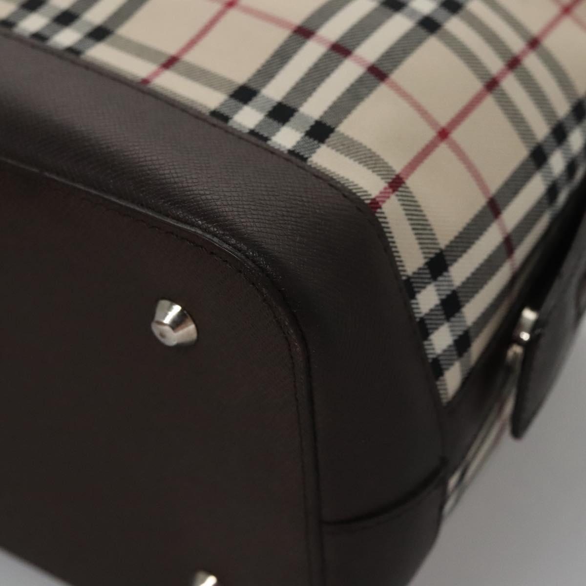 Burberry Nova Check Beige Canvas Handbag (Pre-Owned)