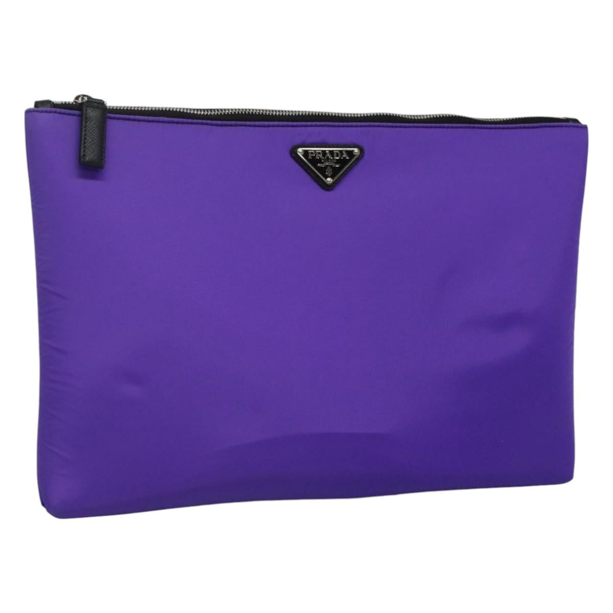 Prada Re-Nylon Purple Synthetic Clutch Bag (Pre-Owned)