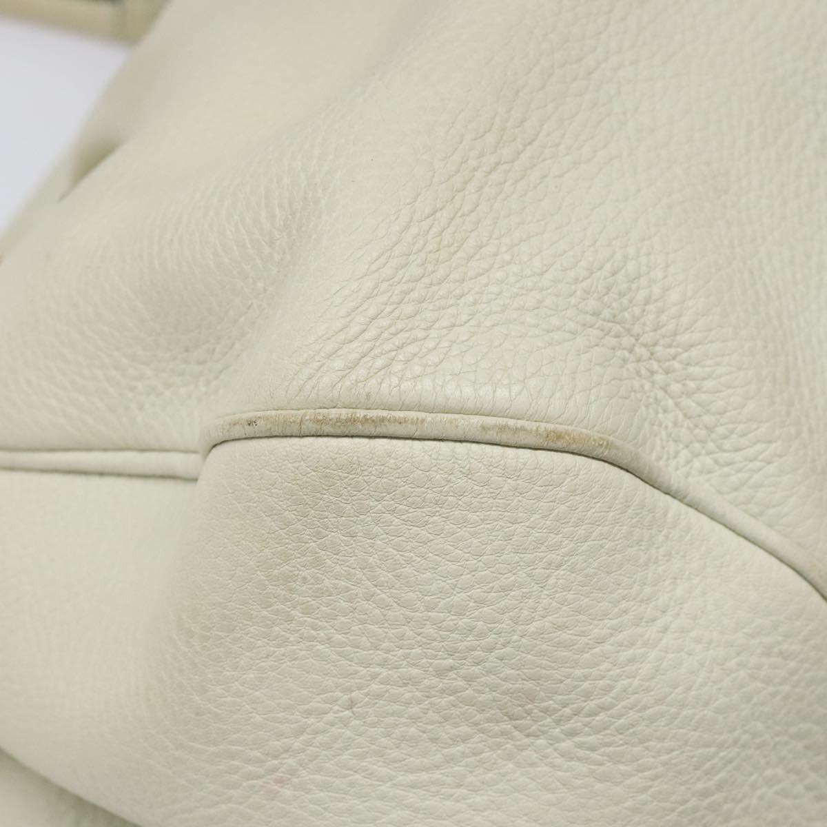 Salvatore Ferragamo Gancini White Leather Tote Bag (Pre-Owned)