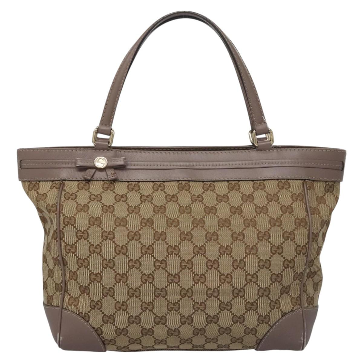 Gucci Gg Canvas Beige Canvas Tote Bag (Pre-Owned)