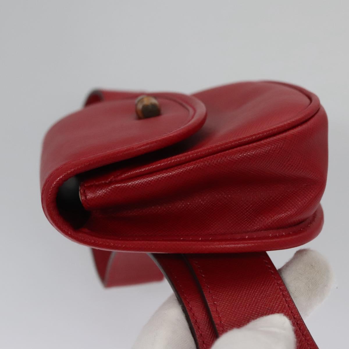 Gucci Bamboo Red Leather Shoulder Bag (Pre-Owned)