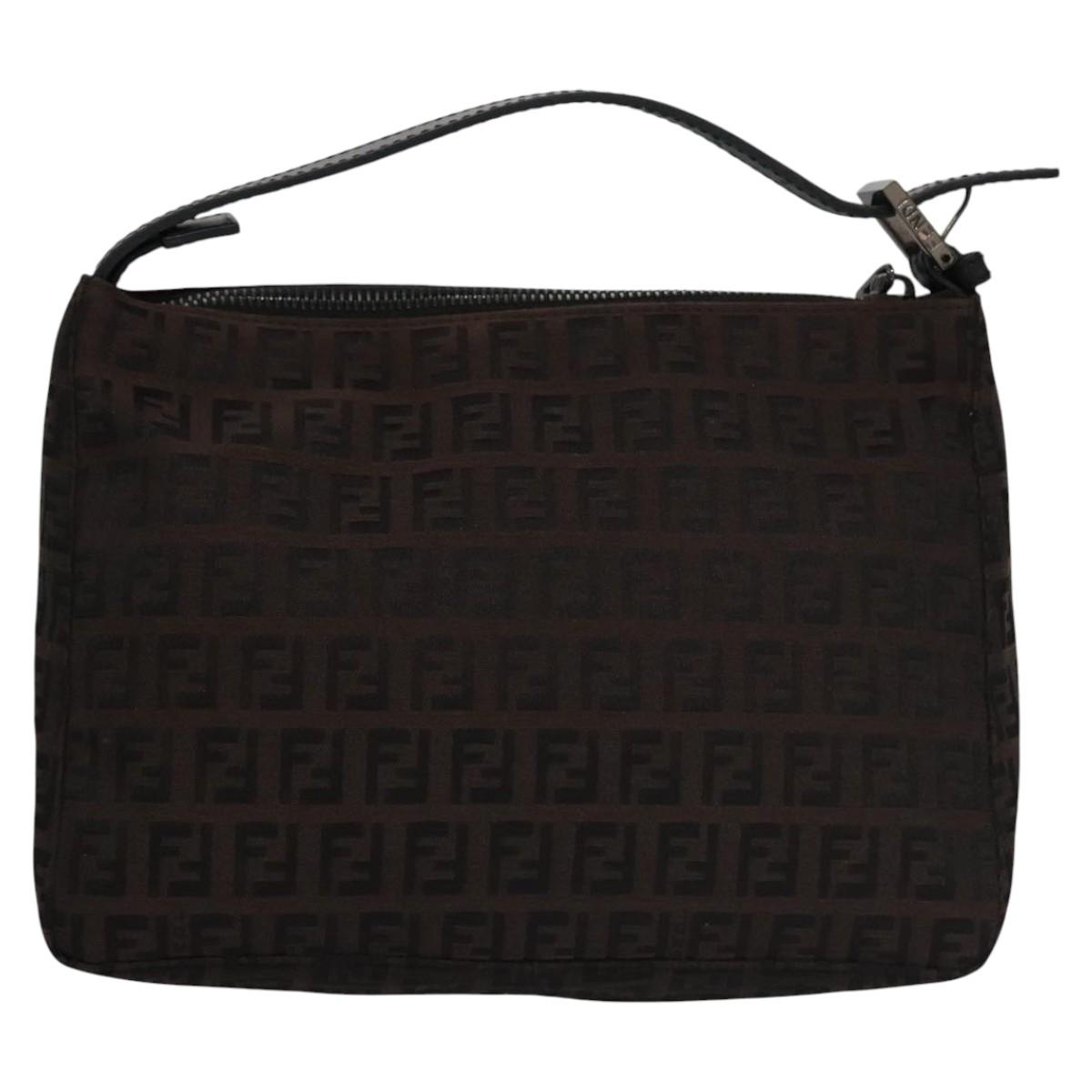 Fendi Zucchino Brown Canvas Clutch Bag (Pre-Owned)