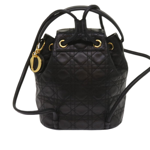 Dior Cannage Lady Black Leather Backpack Bag (Pre-Owned)