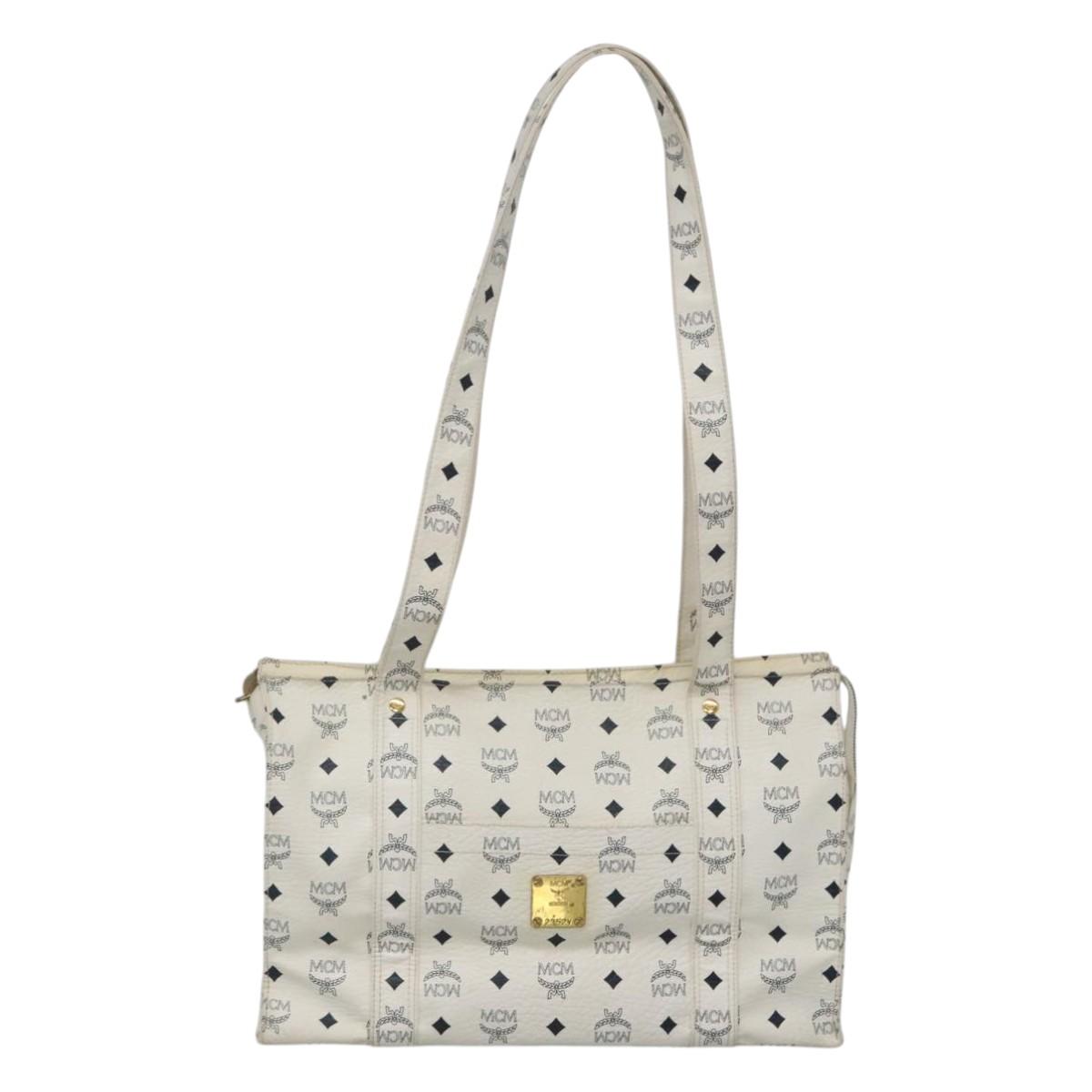 MCM Visetos White Canvas Tote Bag (Pre-Owned)