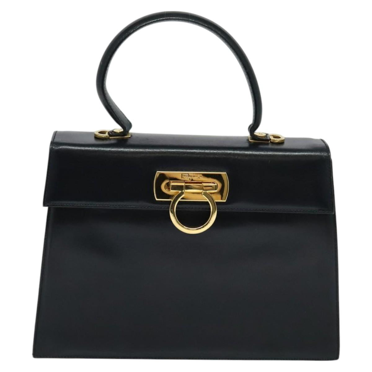 Salvatore Ferragamo Gancini Black Leather Handbag (Pre-Owned)
