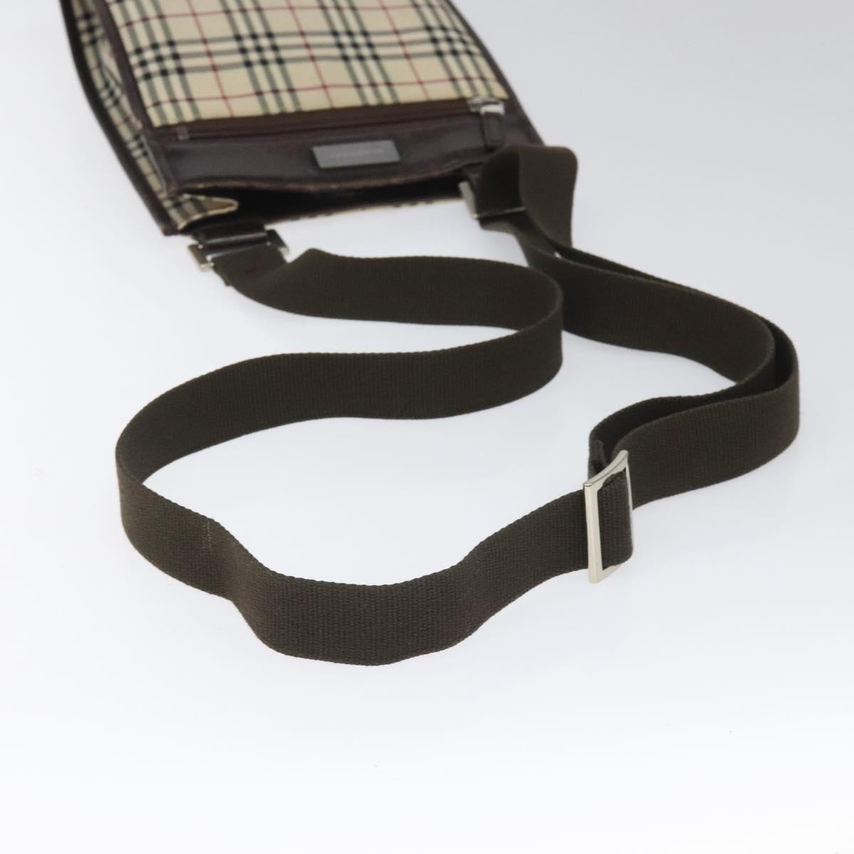 Burberry Nova Check Beige Canvas Shoulder Bag (Pre-Owned)
