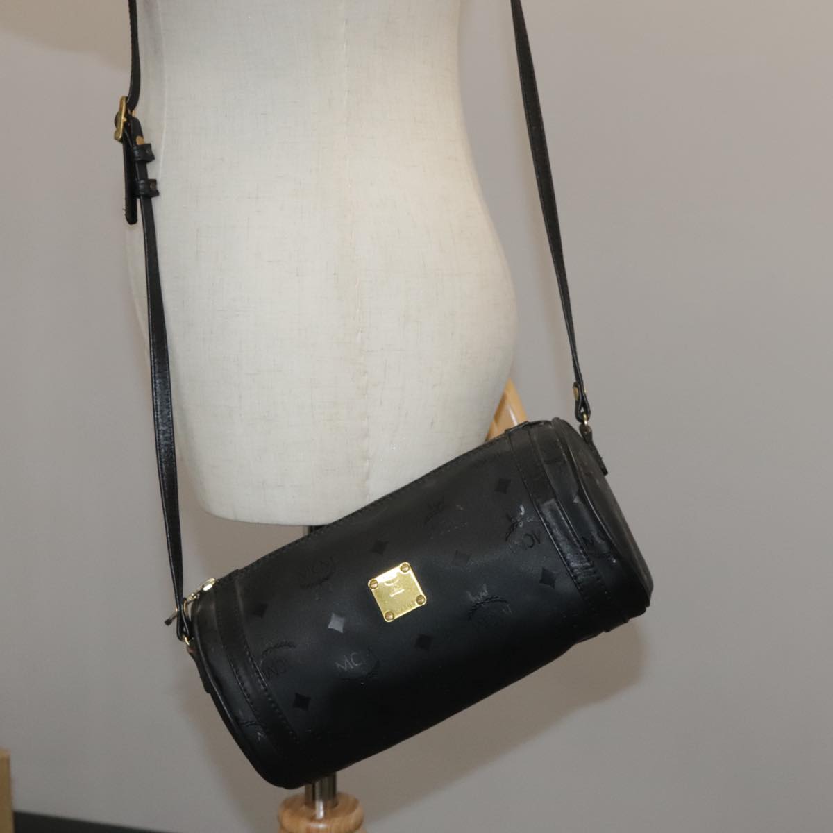 MCM Visetos Black Canvas Shoulder Bag (Pre-Owned)