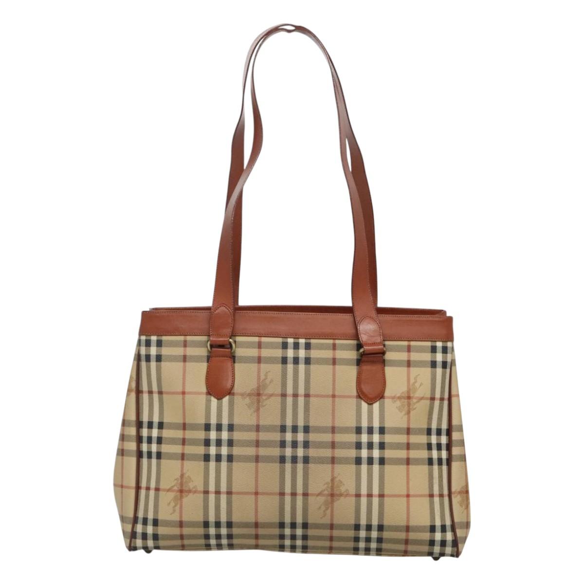 Burberry Nova Check Beige Canvas Shoulder Bag (Pre-Owned)