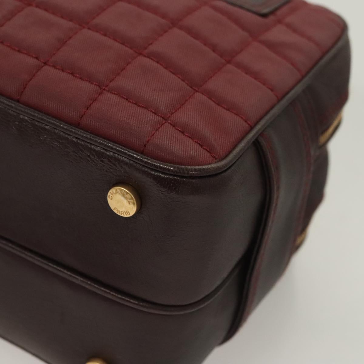 Chanel Chocolate Bar Burgundy Canvas Handbag (Pre-Owned)