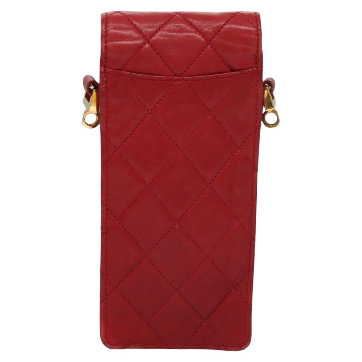 Chanel Phone Case Red Leather Clutch Bag (Pre-Owned)