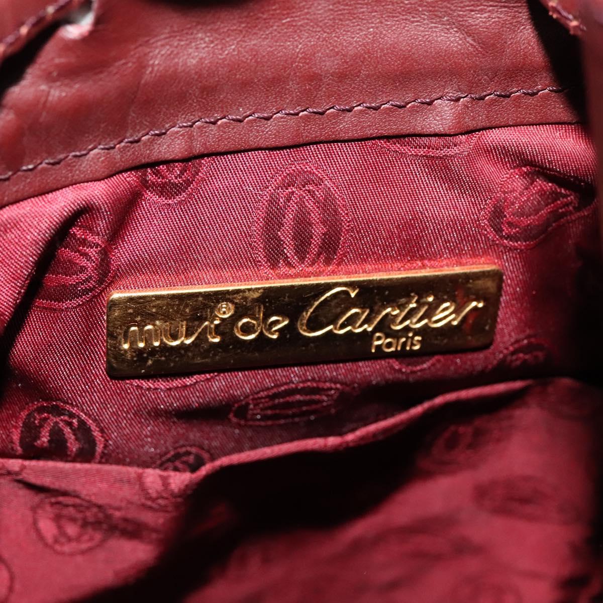 Cartier Must Line Burgundy Leather Shoulder Bag (Pre-Owned)