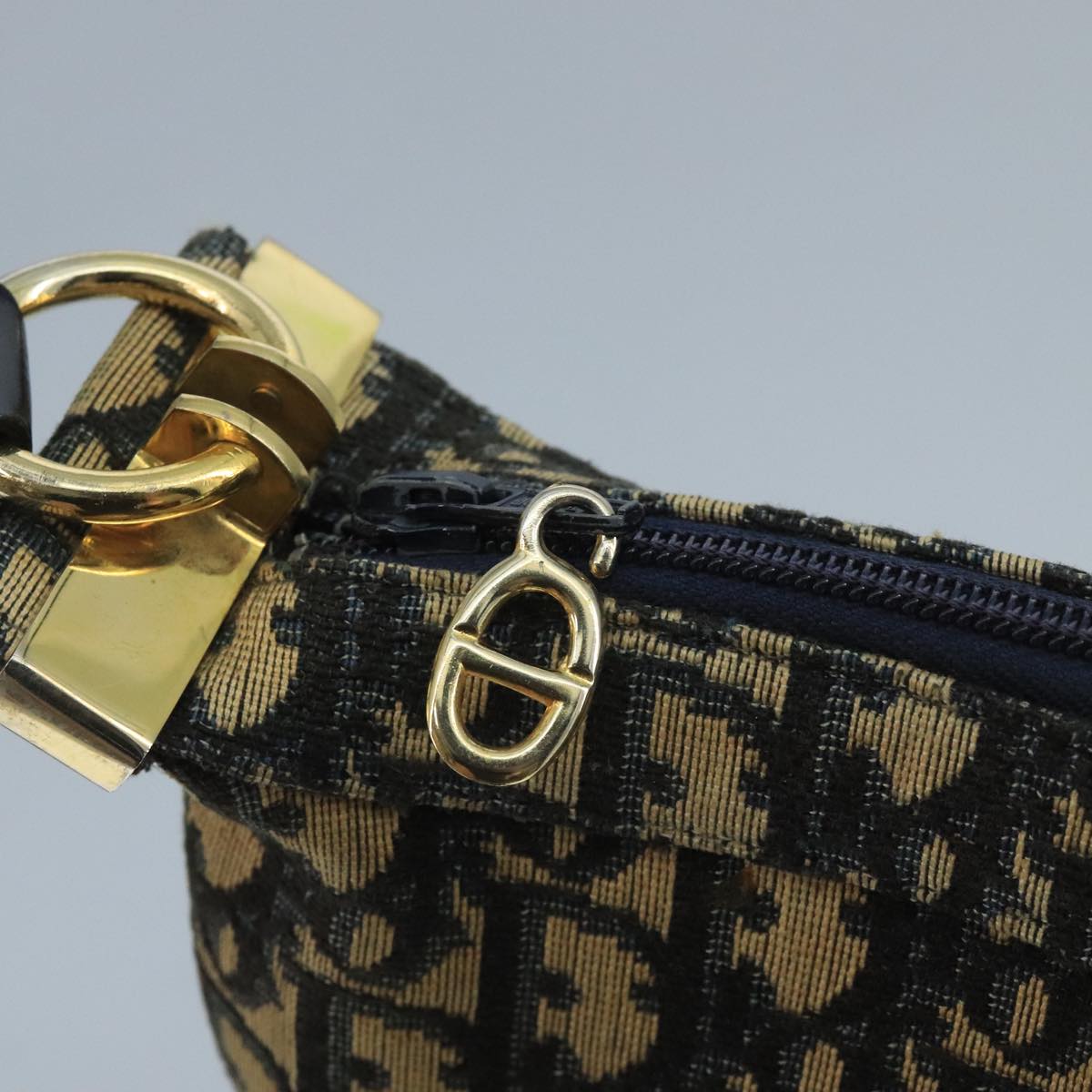 Dior Trotter Navy Canvas Shoulder Bag (Pre-Owned)