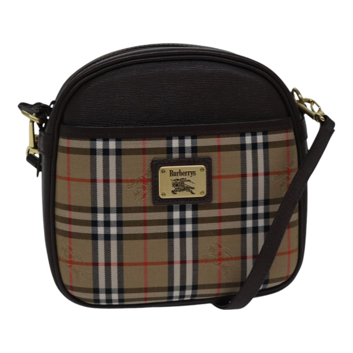 Burberry Nova Check Beige Canvas Shoulder Bag (Pre-Owned)