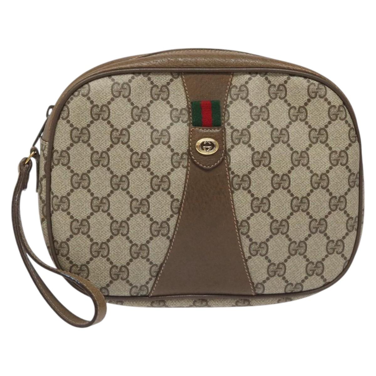 Gucci Ophidia Beige Canvas Clutch Bag (Pre-Owned)
