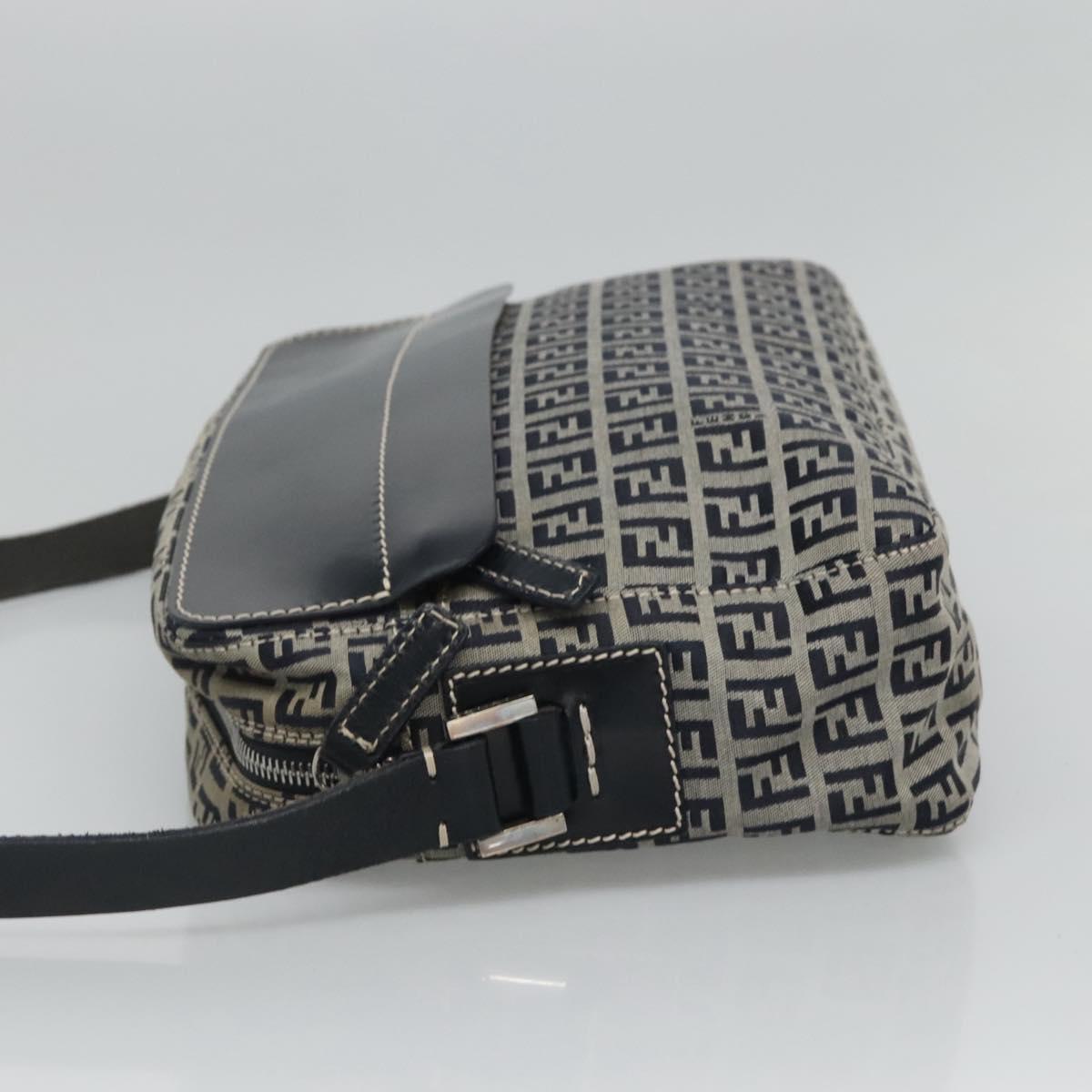 Fendi Zucchino Navy Canvas Shoulder Bag (Pre-Owned)