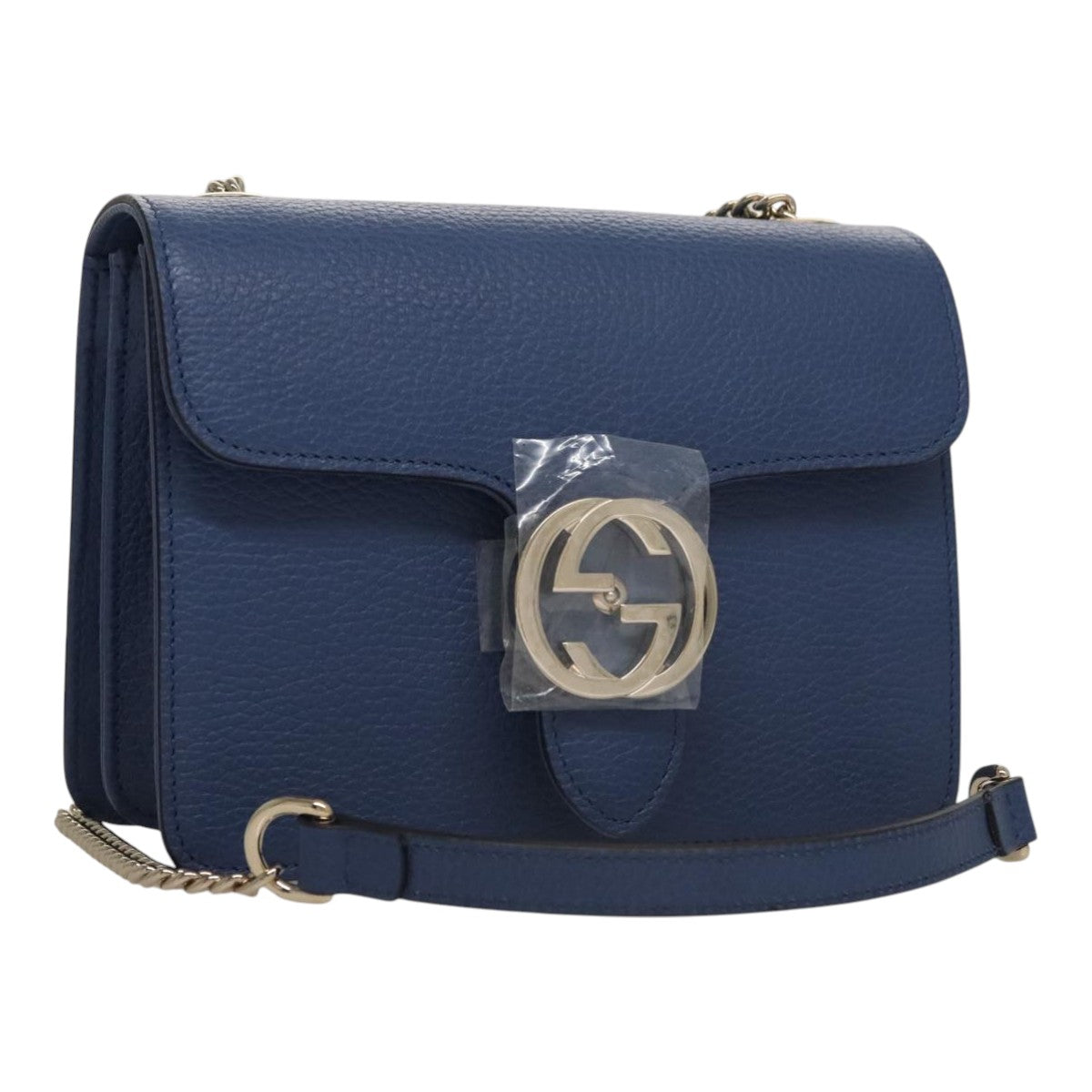 Gucci Interlocking Blue Leather Shoulder Bag (Pre-Owned)