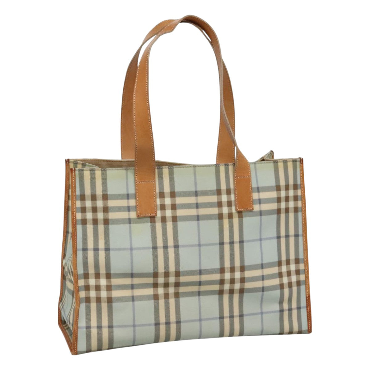 Burberry Nova Check Blue Canvas Tote Bag (Pre-Owned)