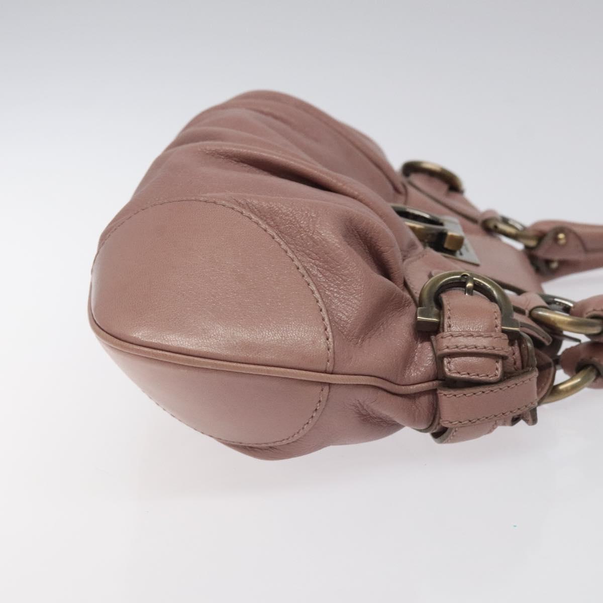 Salvatore Ferragamo Gancini Pink Leather Handbag (Pre-Owned)