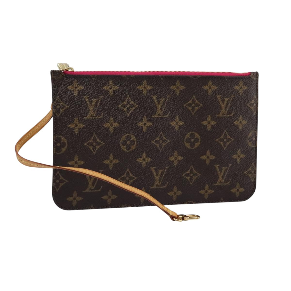 Louis Vuitton Neverfull Pouch Brown Canvas Clutch Bag (Pre-Owned)