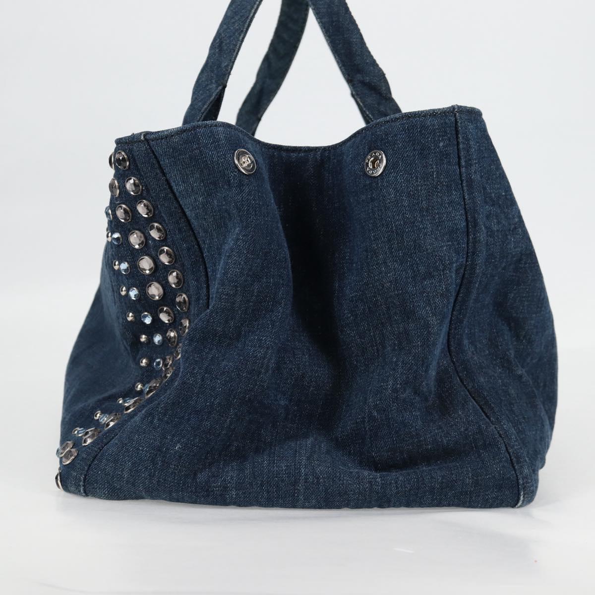 Prada Canapa Blue Canvas Tote Bag (Pre-Owned)