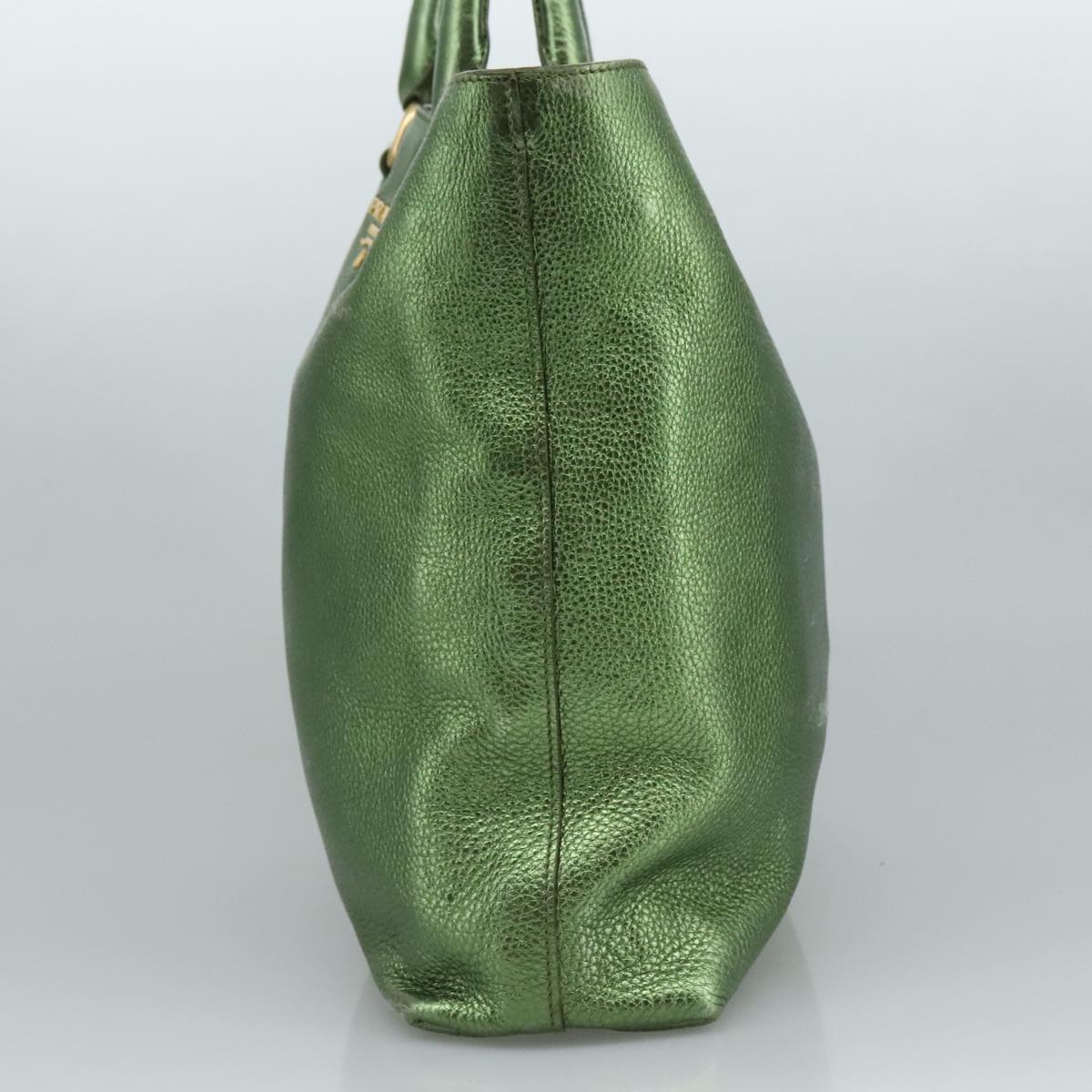 Prada Saffiano Green Leather Tote Bag (Pre-Owned)