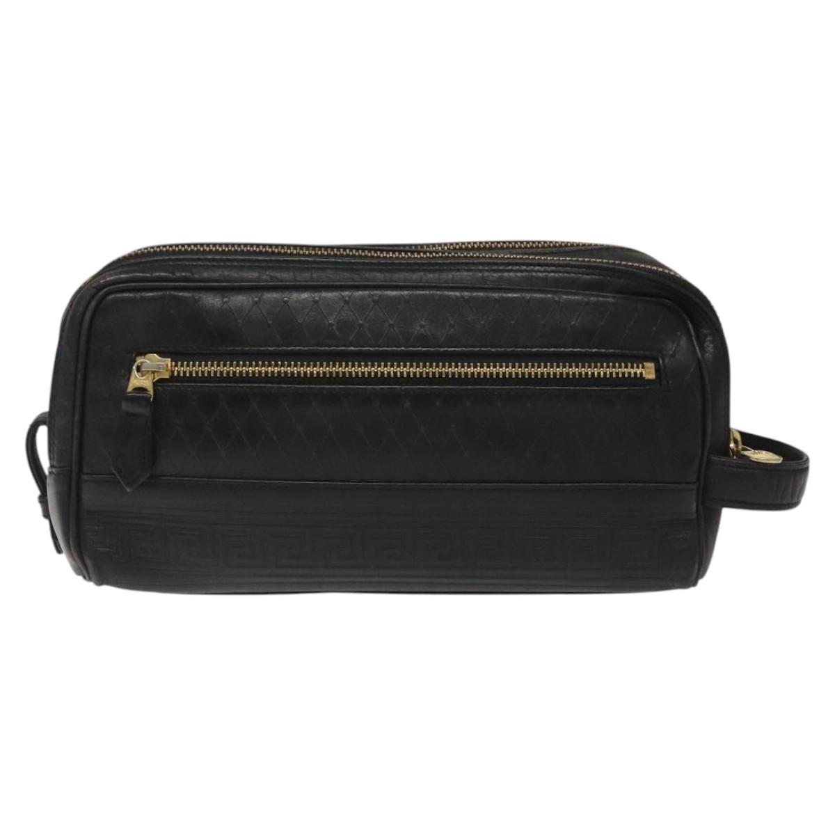 Versace Gianni Black Leather Clutch Bag (Pre-Owned)