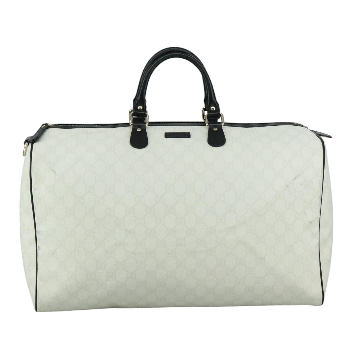 Gucci Gg Canvas White Canvas Travel Bag (Pre-Owned)