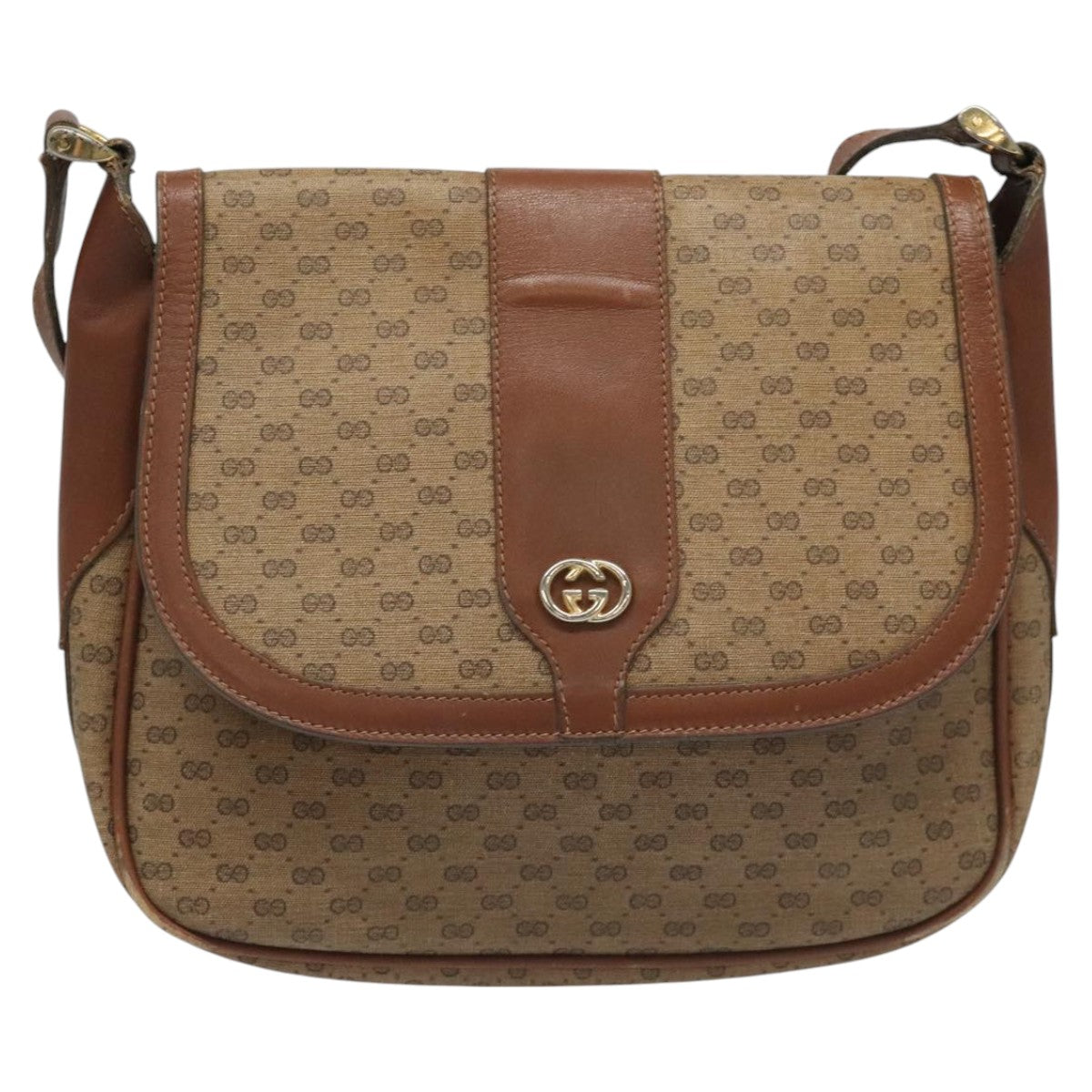 Gucci Micro Small Gg Canvas Brown Canvas Shoulder Bag (Pre-Owned)