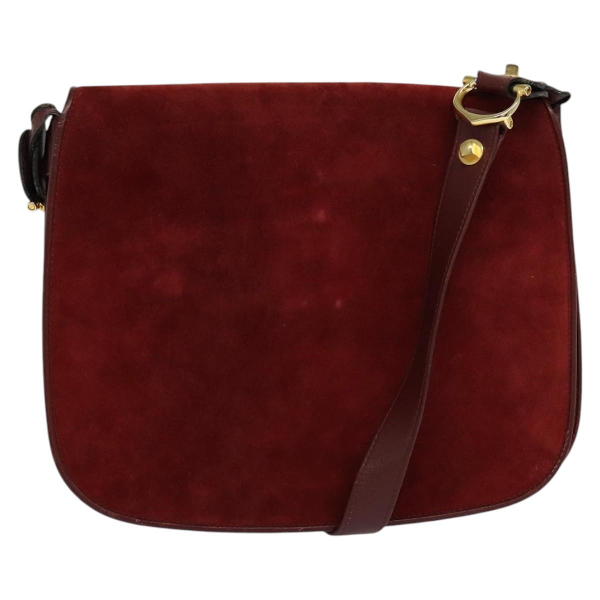Cartier Must De Cartier Burgundy Suede Shoulder Bag (Pre-Owned)