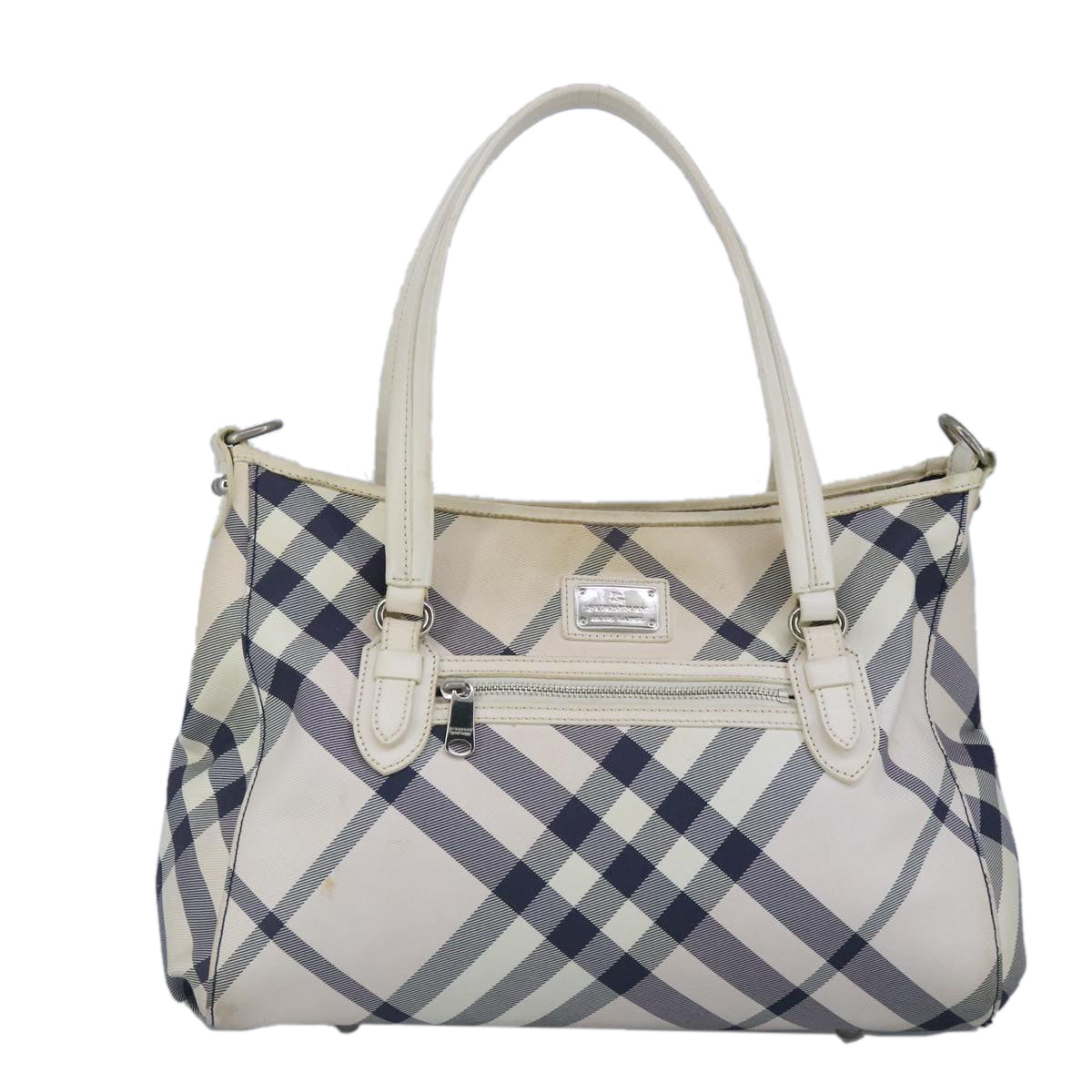 Burberry Nova Check White Canvas Tote Bag (Pre-Owned)