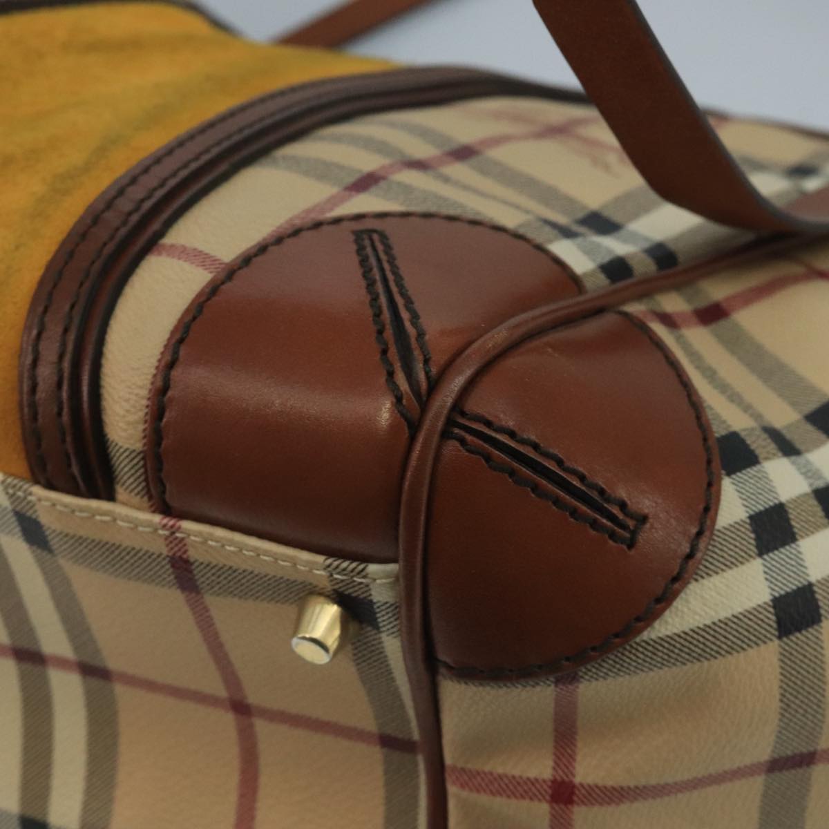 Burberry Nova Check Beige Canvas Shoulder Bag (Pre-Owned)