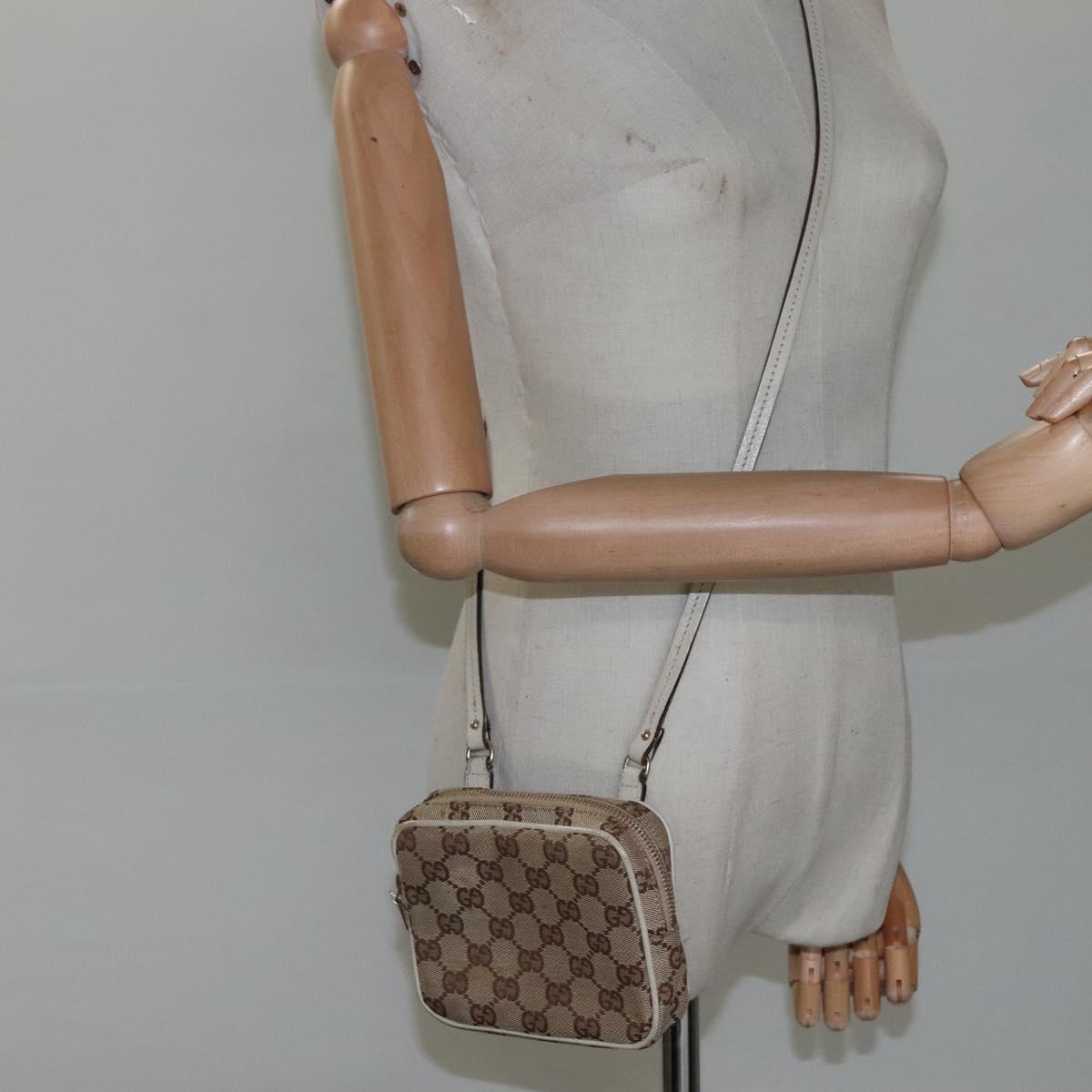 Gucci Gg Canvas Beige Canvas Shoulder Bag (Pre-Owned)