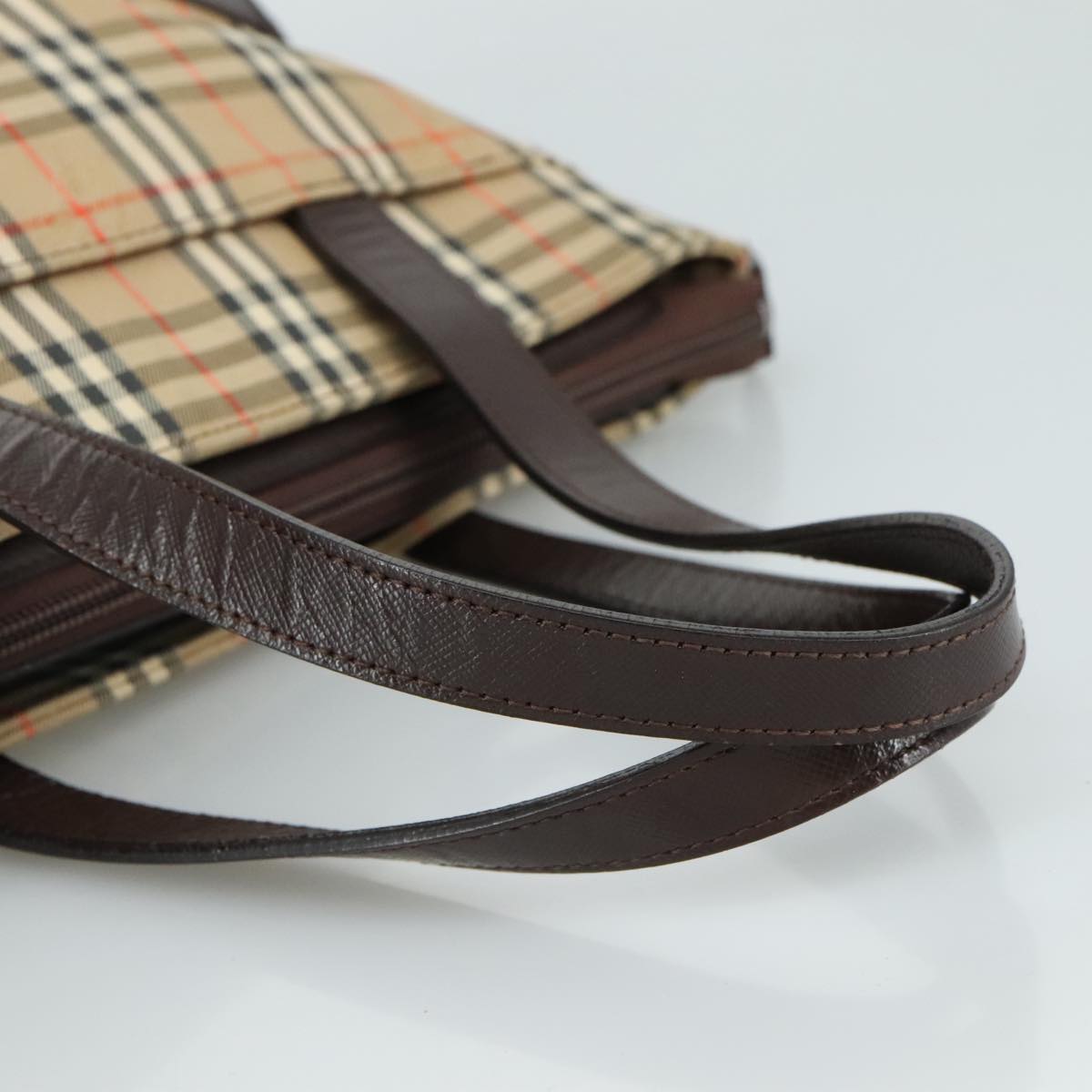 Burberry Nova Check Beige Canvas Handbag (Pre-Owned)